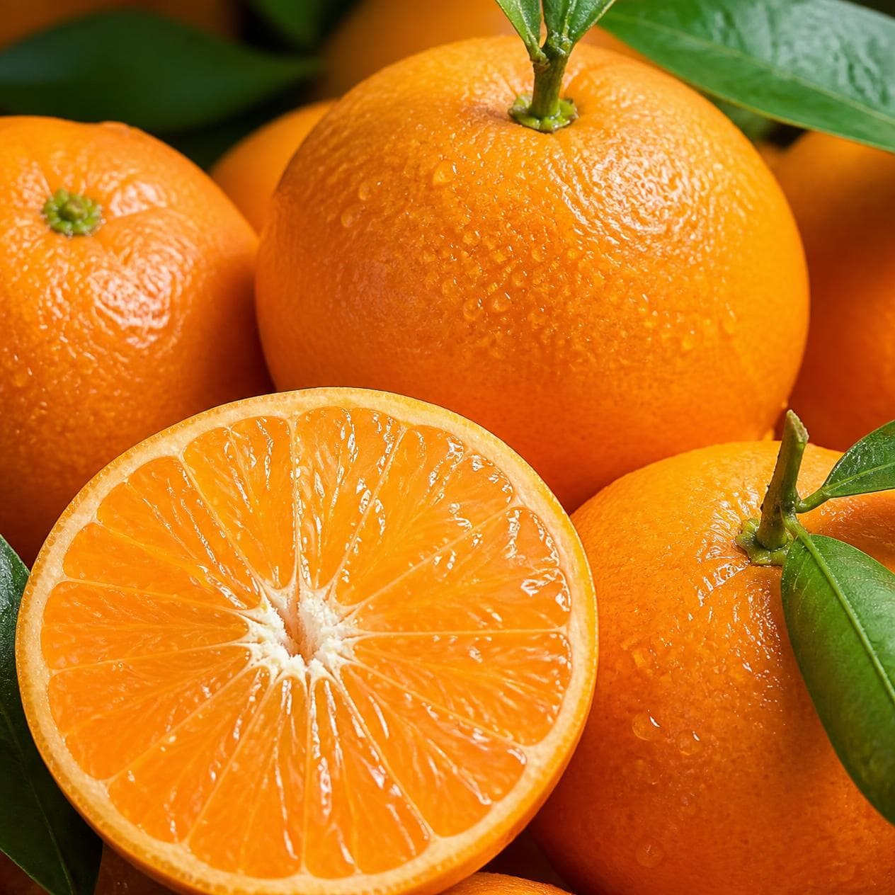 Close-up of ripe kinnow citrus fruit.