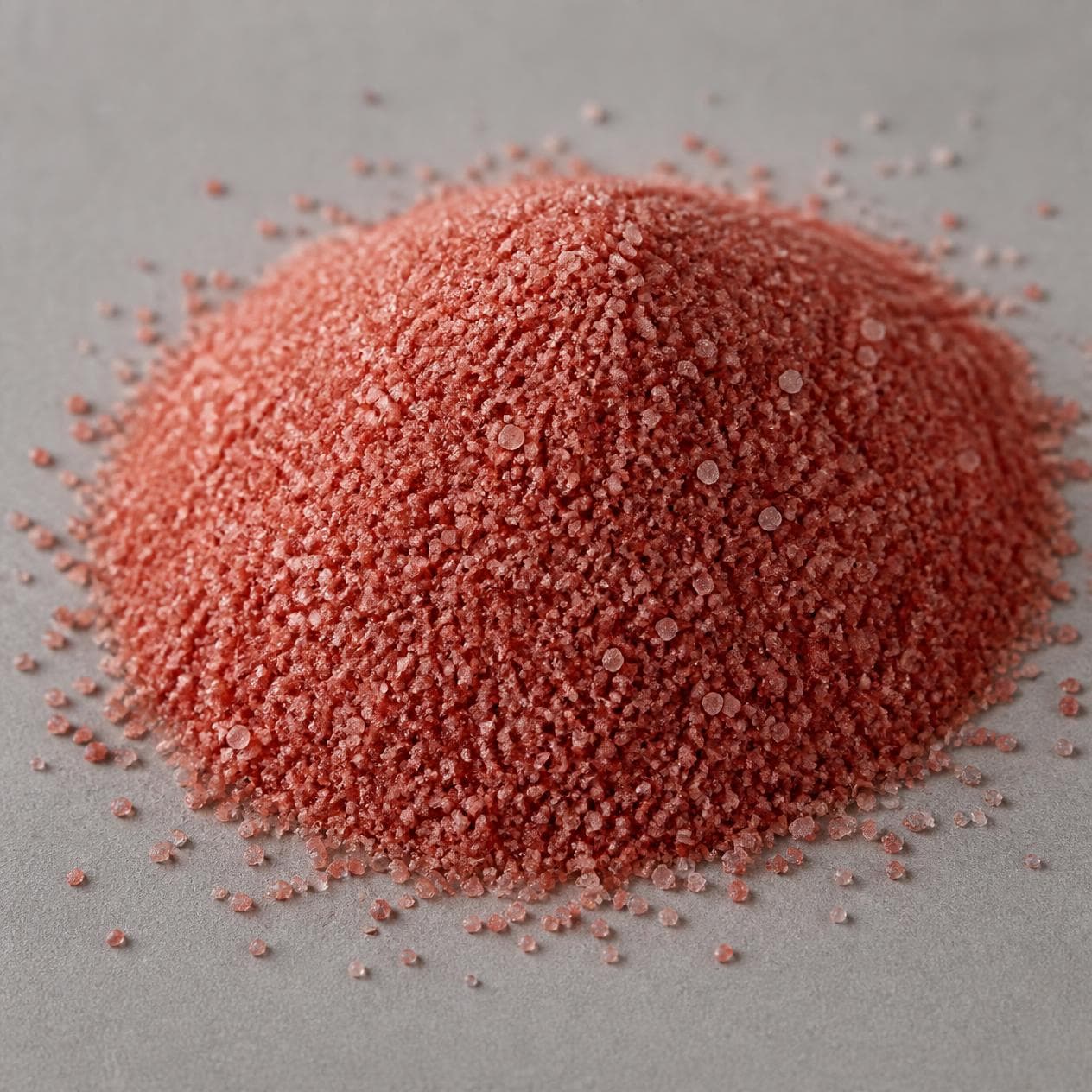 Deep pink fine-ground rock salt.